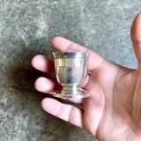 Silver-plated metal egg cup, Art Deco design