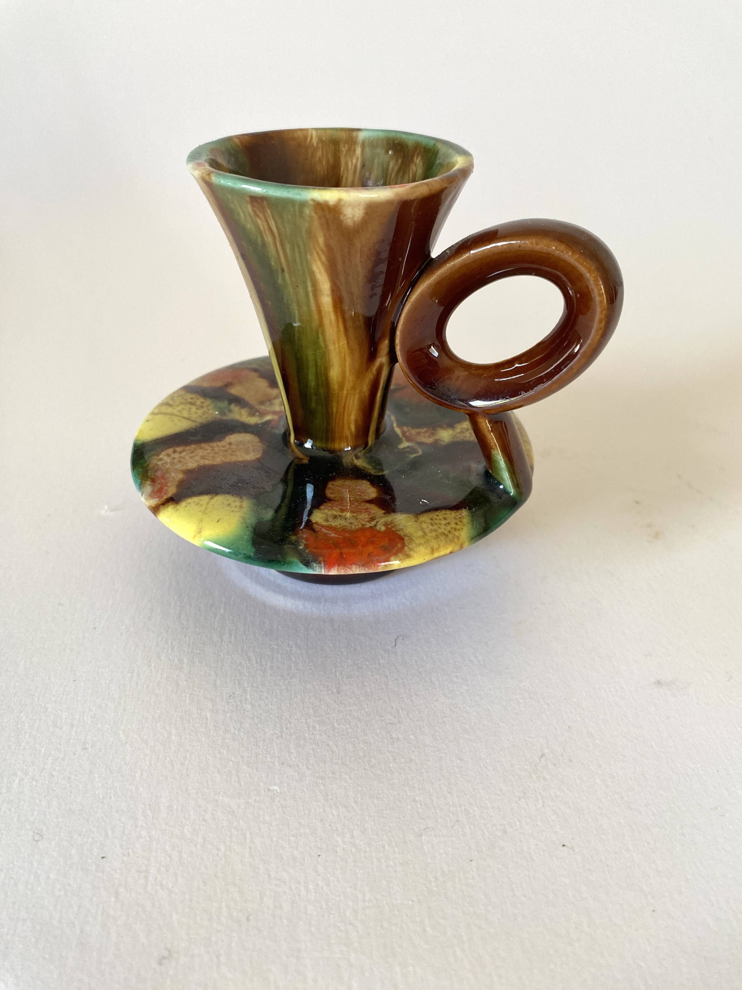 70s ceramic candle holder