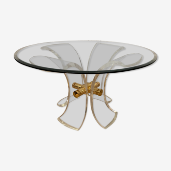 Lily table in plexiglass and gilded metal, 1970