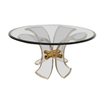 Table Lys en plexiglas et métal doré, 1970