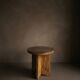 NALA side table stool in hand-carved solid recycled teak