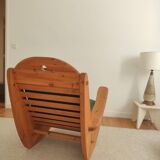 Rocking-chair scandinave bois & velours de mohair