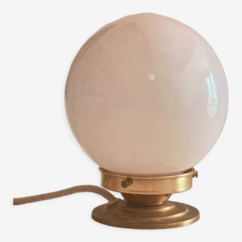 Table lamp pink opaline globe