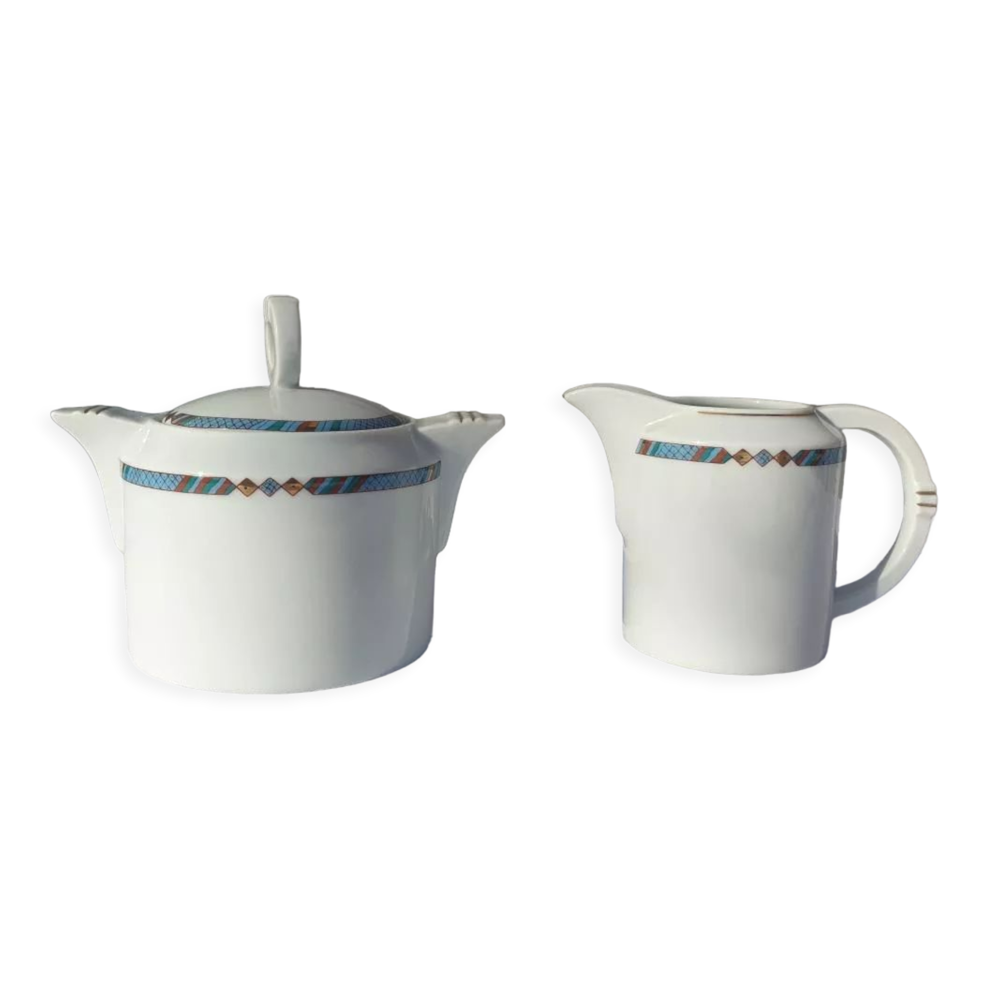 Sugar bowl and milk jug porcelain Létang & Rémy