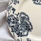 Assiette plate ancienne en terre de fer "Les Violettes" Salins
