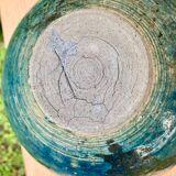 VASE PENSU , in enamelled ceramic, blue and gray abstract decoration - N° 10 - Vintage