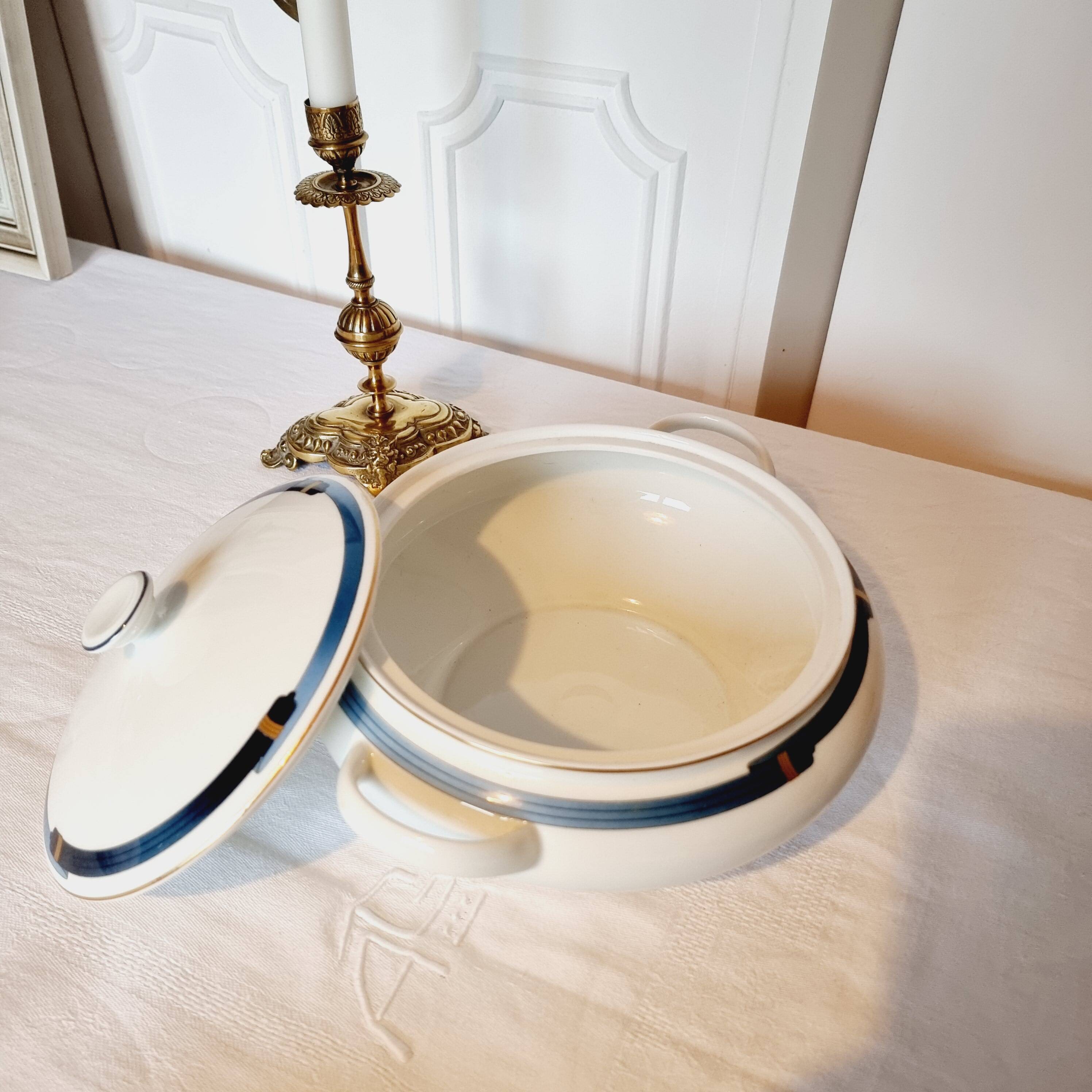 Christofle Pavillon soup tureen for Limoges Model Iriana Blue