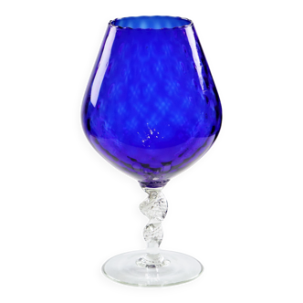 Blue glass snifter vase brandy cognac cobalt empoli italy 33cm