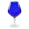 Vase snifter en verre bleu brandy cognac cobalt empoli italie 33cm