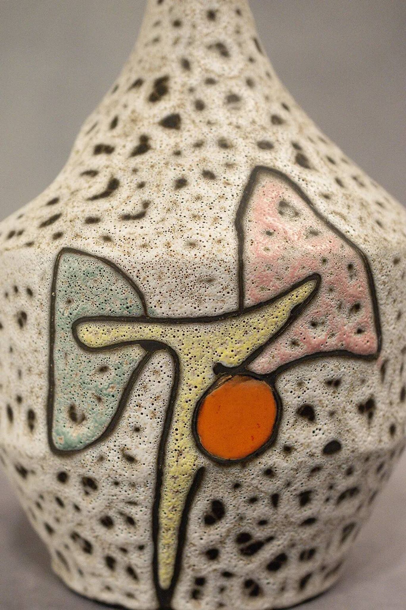 Fat lava jug abstract decoration Marius Bessone Vallauris - Mid-century 60