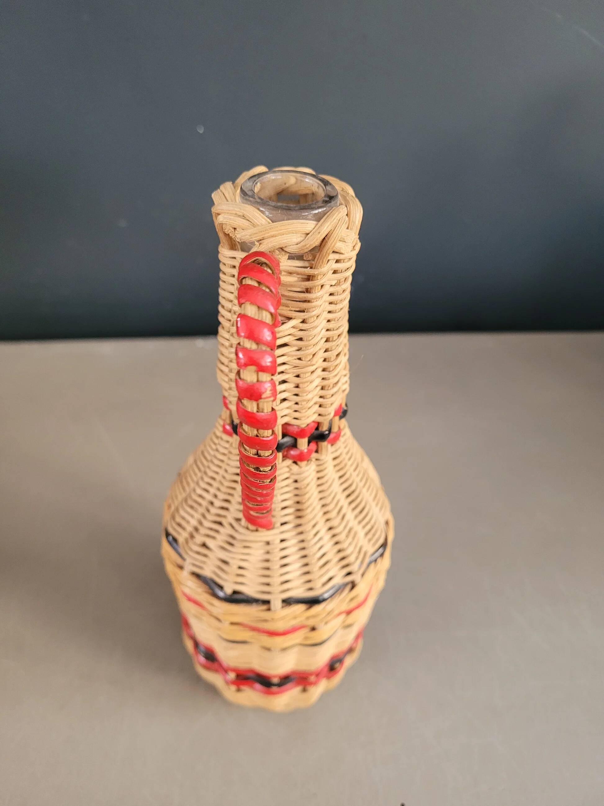 Vintage wicker carafe bottle