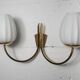 Pair of 1960 opaline and brass wall lights from Italy
