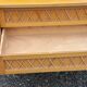 Vintage chest of drawers in light oak and rattan with tapered legs, 3 drawers from the 1950s.