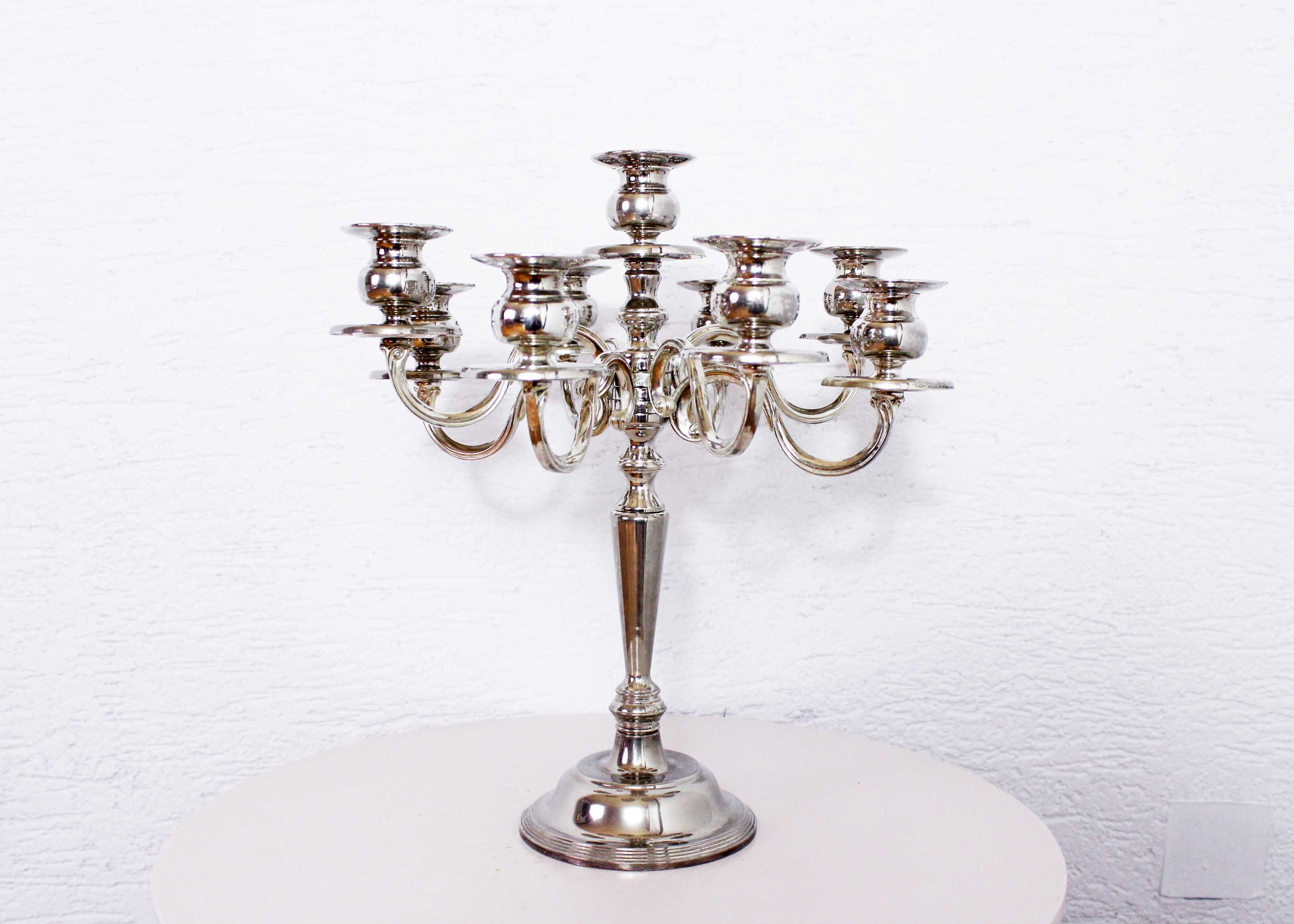 Large silver metal candlestick, groom candlestick