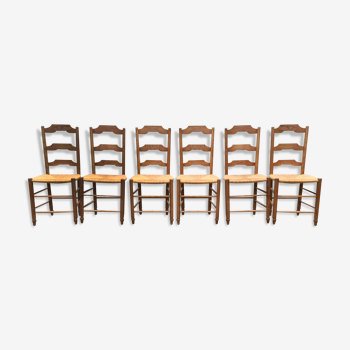 6 vintage mulched oak chairs
