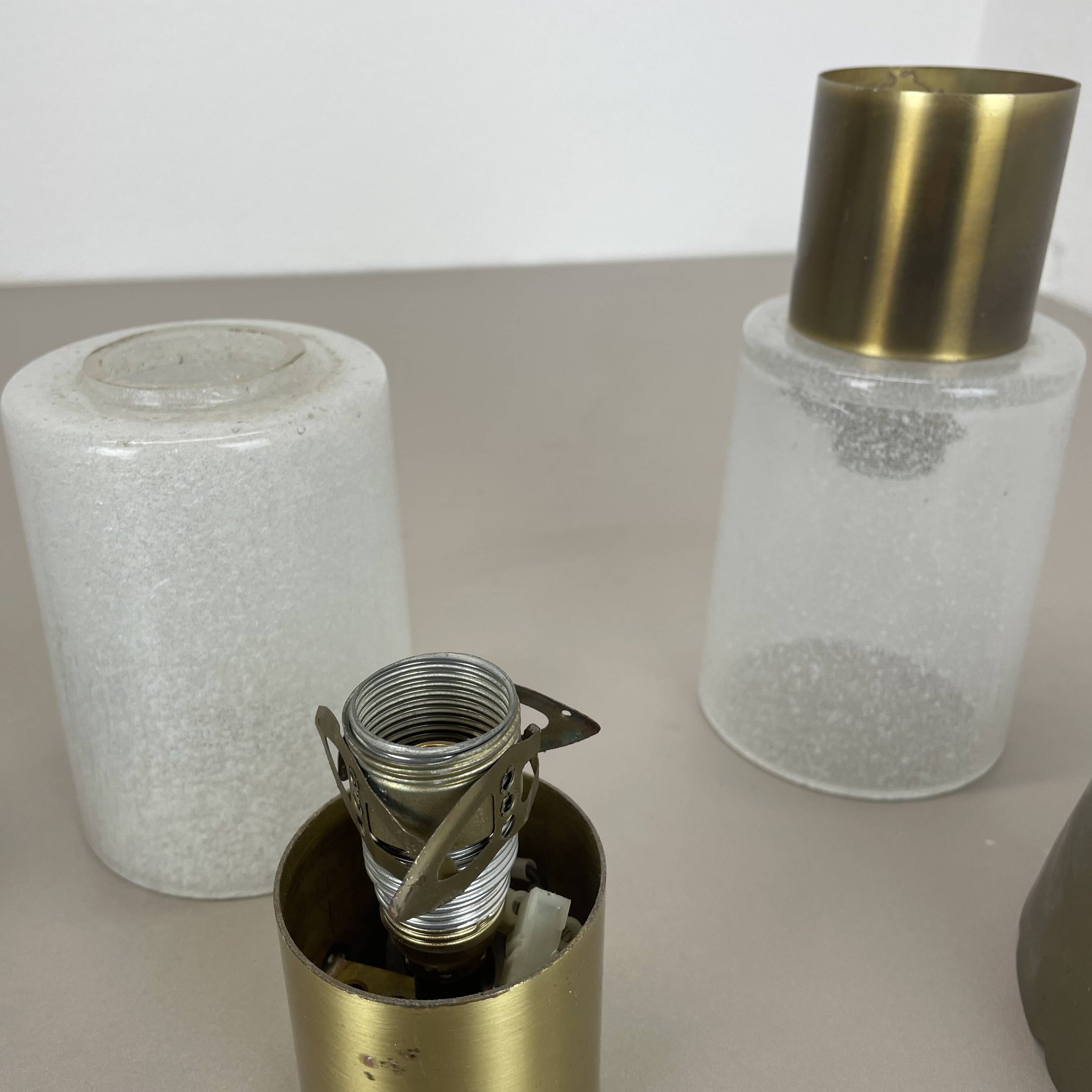 Set of two minimalist Brass and glass "tube" Ceiling Light, Italy 1970s