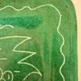 Square dish in glazed ceramic, scarified, signed Jacques Sagan Vallauris,