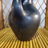 Black Enameled Ceramic Pitcher Signed MADOURA