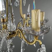 Lustre En Laiton Et Cristal, XXe Siècle