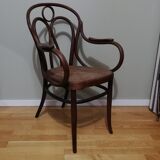 Fauteuil canné en bois courbé signé J.Kohn