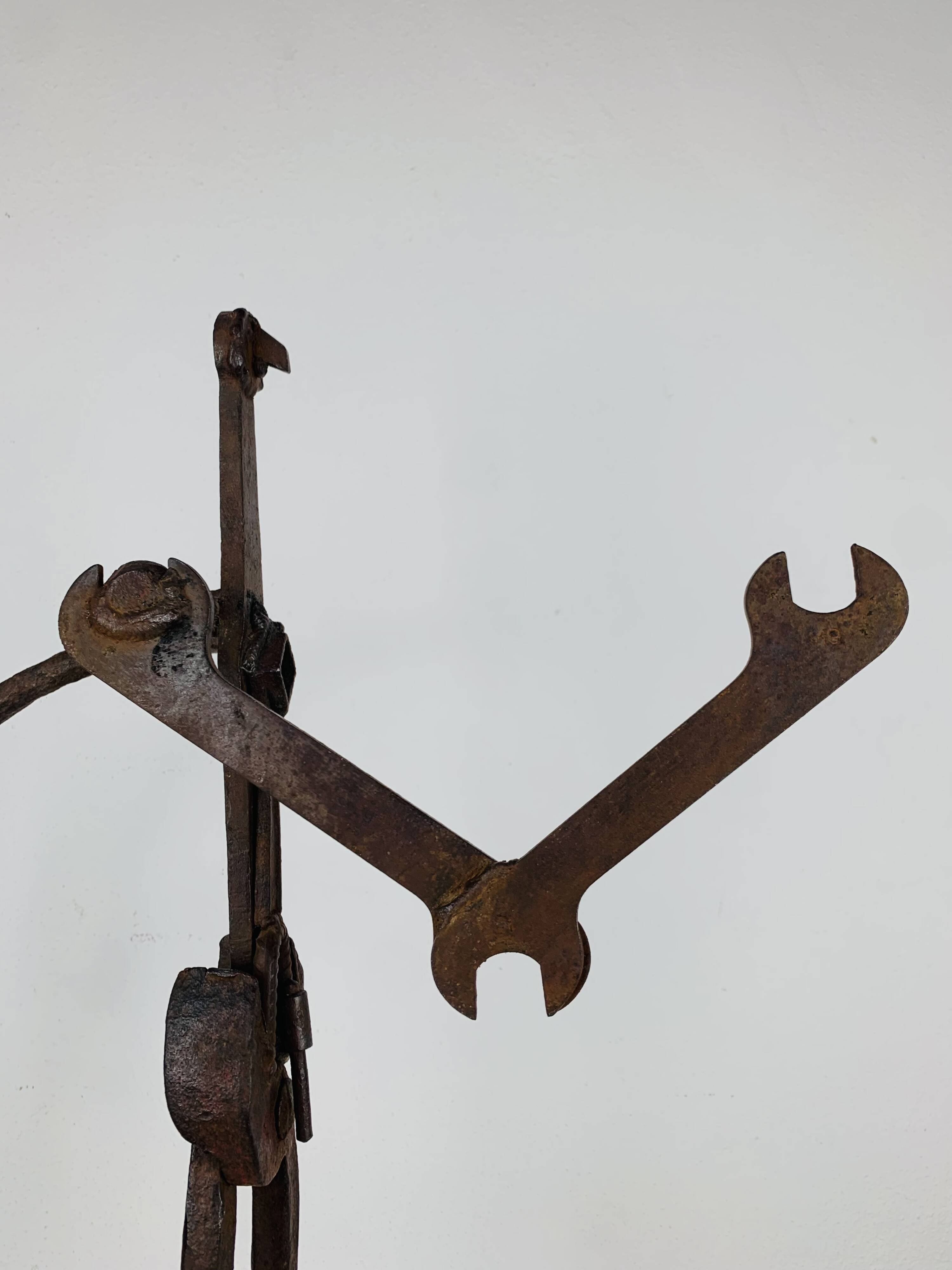 Brutalist sculpture in wrought iron, folk art
