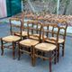 6 Louis XV chairs in solid oak, strawed and carved, 1950.