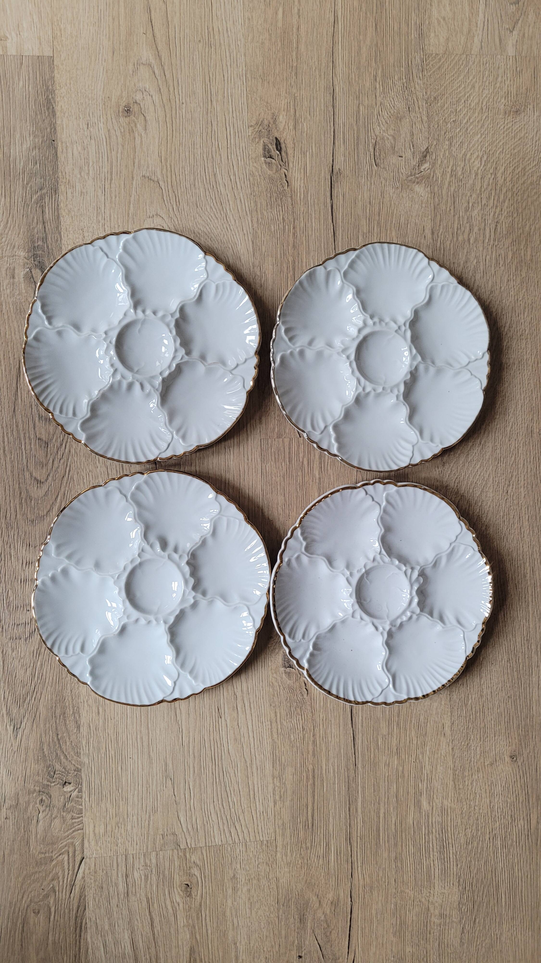 La Redoute x Selency set of 4 golden white oyster plates