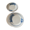 Old flat plates, blue décor, "Eglantines"