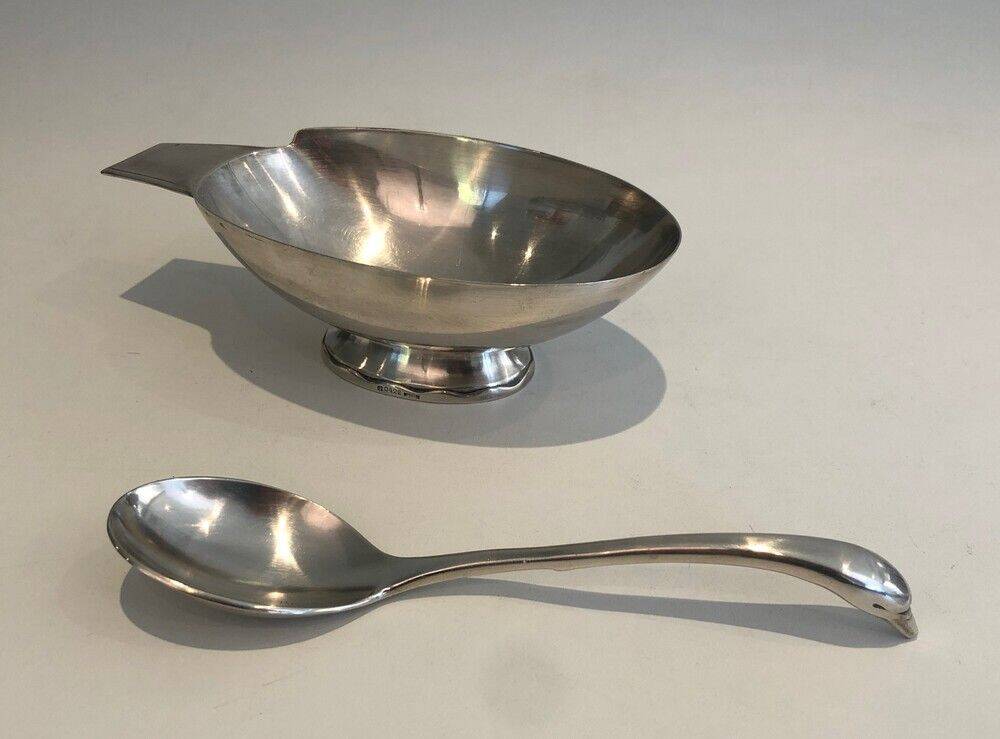 Silver-plated swan-shaped sauce boat