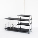 Vintage Hi-Fi furniture in lacquered wood and chrome iron, Spain, 1980