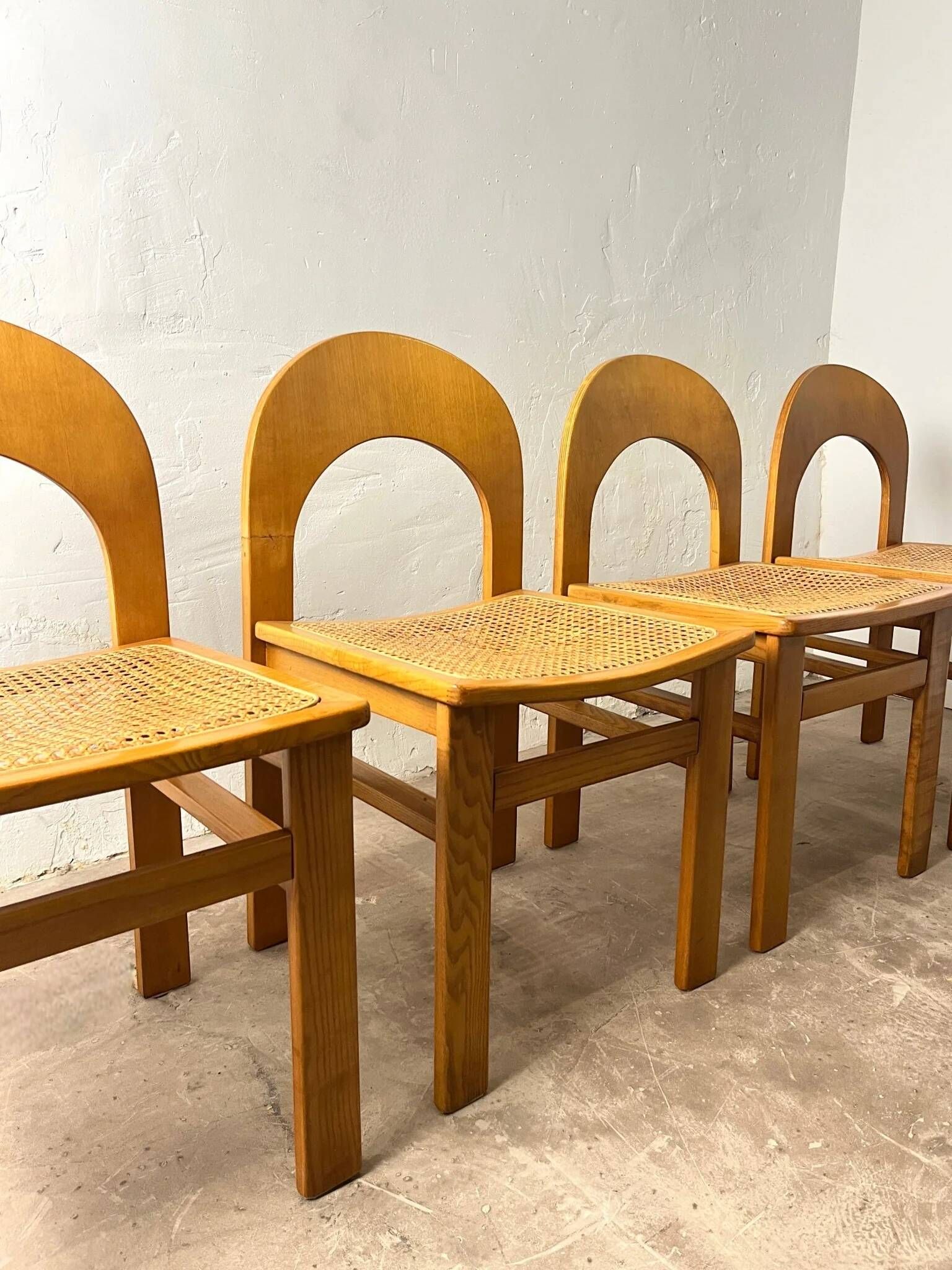 Set of 4 caned chairs Arcadia by Tagliabue di Cascina Armata, 1970-80.