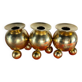 Vintage brass candlesticks Gusum Sweden 1980 x3