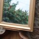 Vintage champagne gold wooden mirror – Louis-Philippe style – 86 × 62 cm