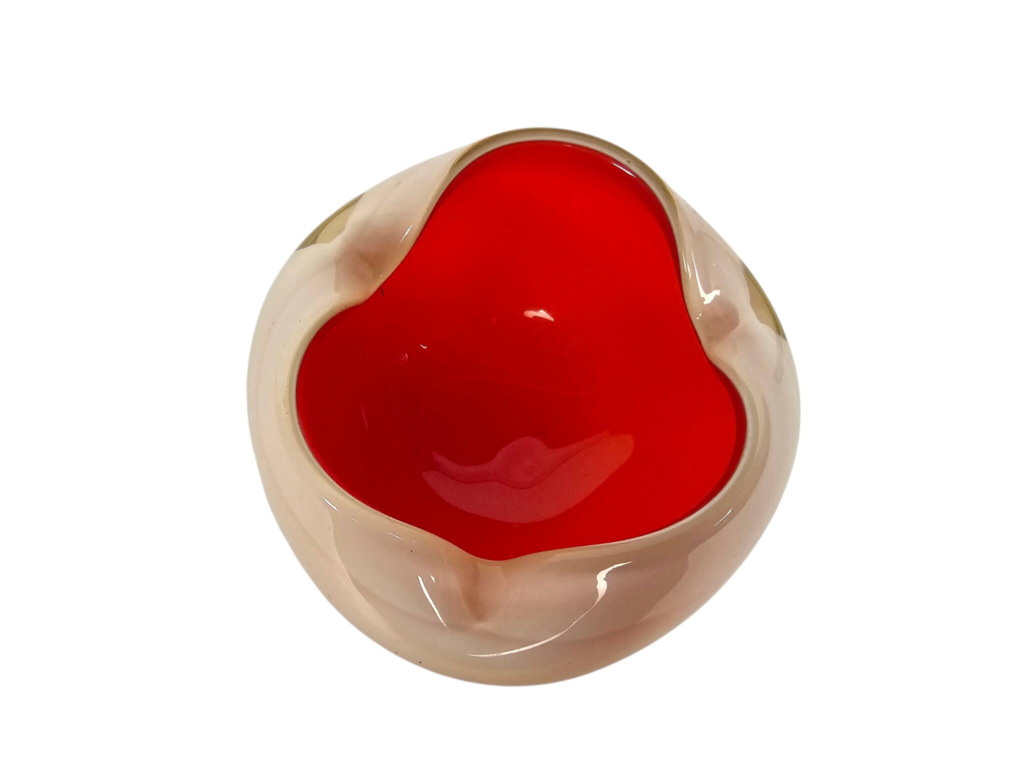 Murano - Alfredo Barbini - opaline glass - orange/white - Italy - 60's