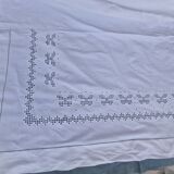 Antique linen Large sheets & 2 pillowcases Hand embroidered openwork butterflies