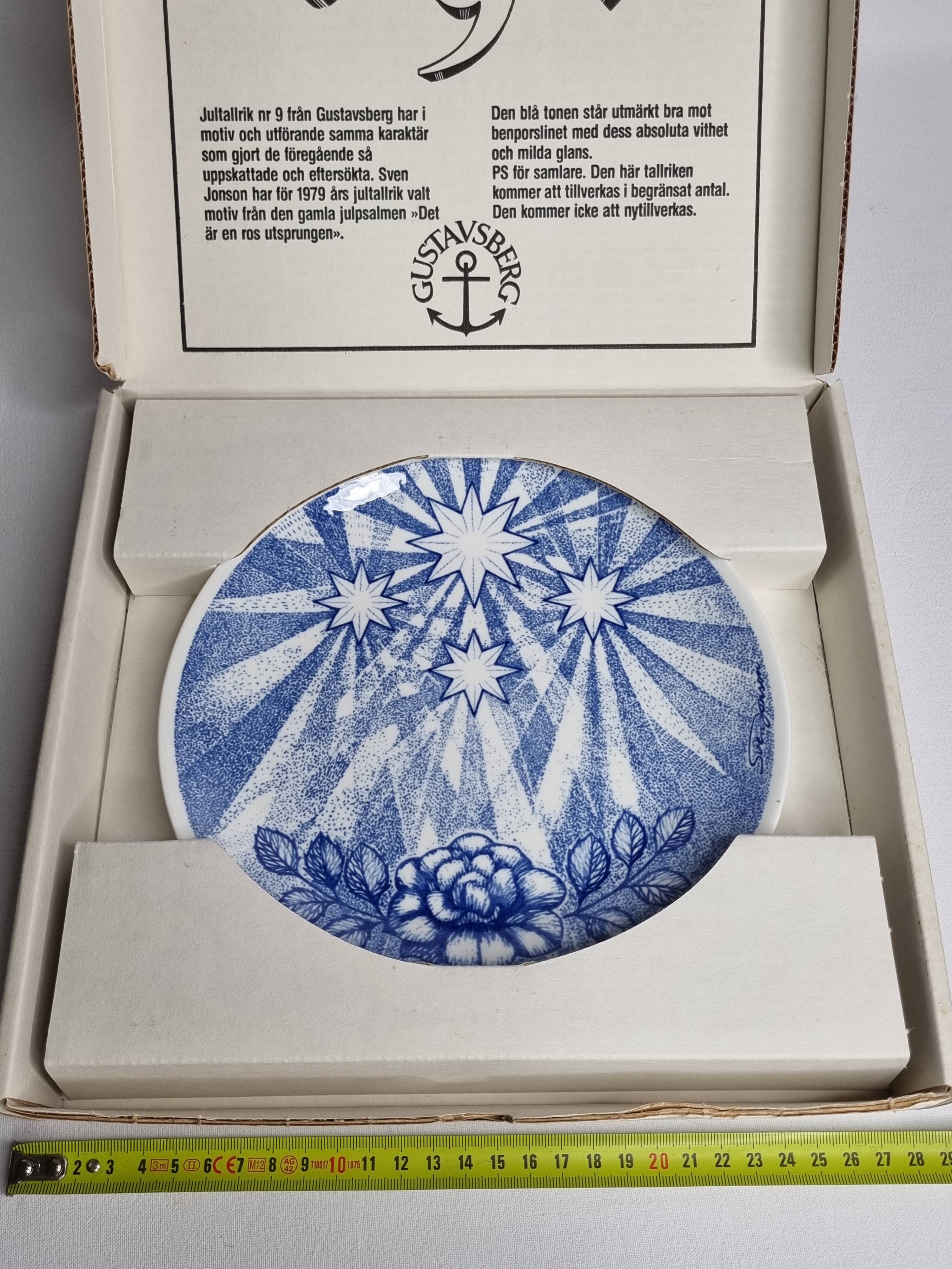 Gustavsberg Christmas plate "Jultallrik 9" 1979, design by Sven Jonson, limited edition, 20 cm