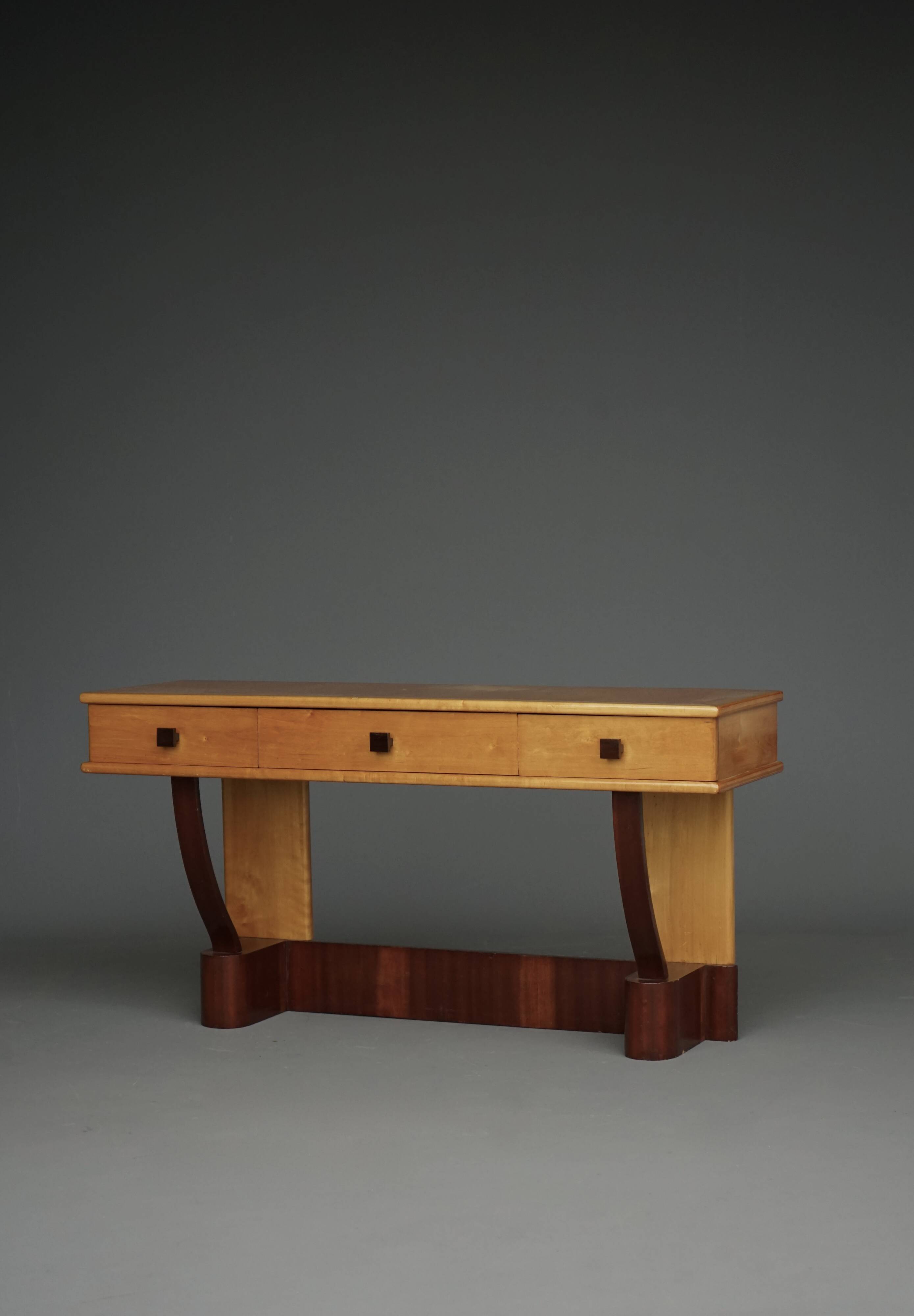 Coiffeuse basse Art Déco en bois d'érable, années 1930