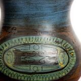 Vallauris, Modernist Vase, blue glazed ceramic, Jean de Lespinasse.