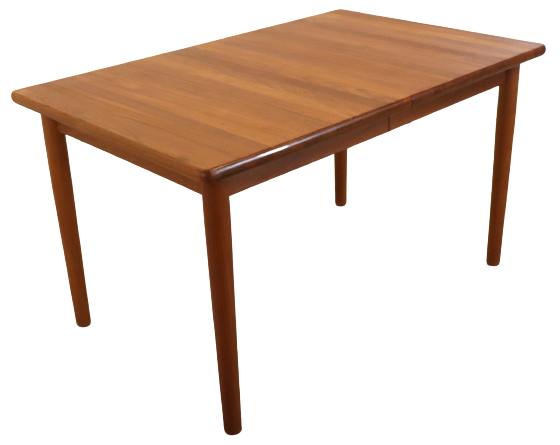 Vintage mid century modern KS Denmark rectangular teak extendable dining table 'Marbjerg'