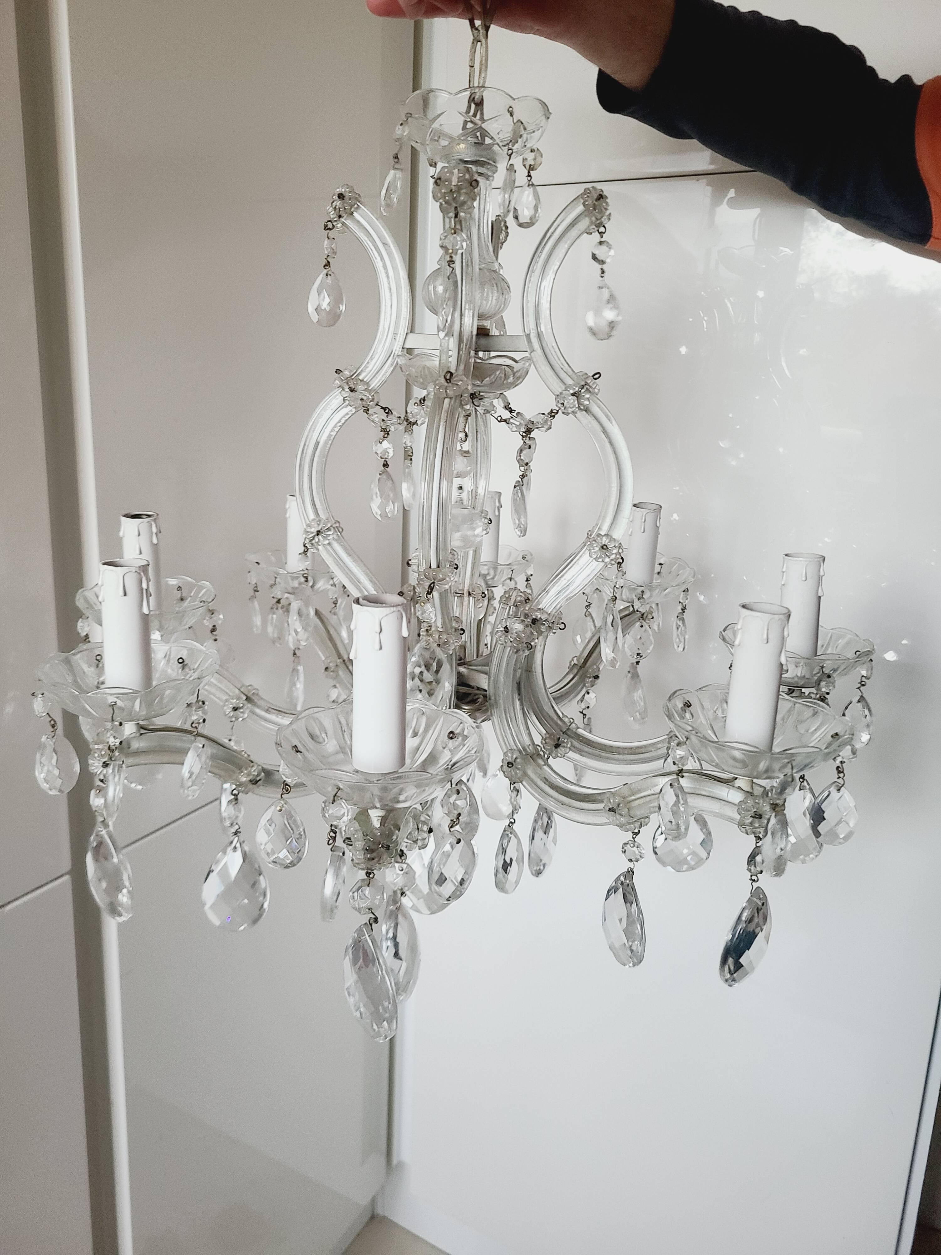 Antique crystal chandelier with 8 lights, 68 x 56 cm