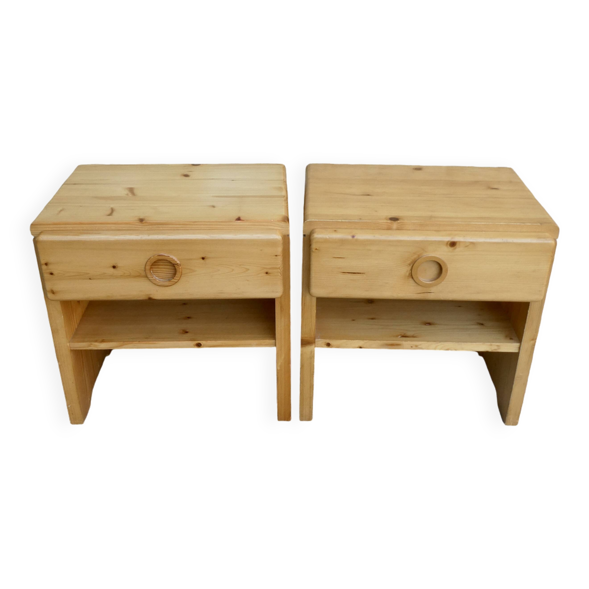 Pair of pine bedside tables from Les Arcs by Charlotte Perriand, 1960s-70s