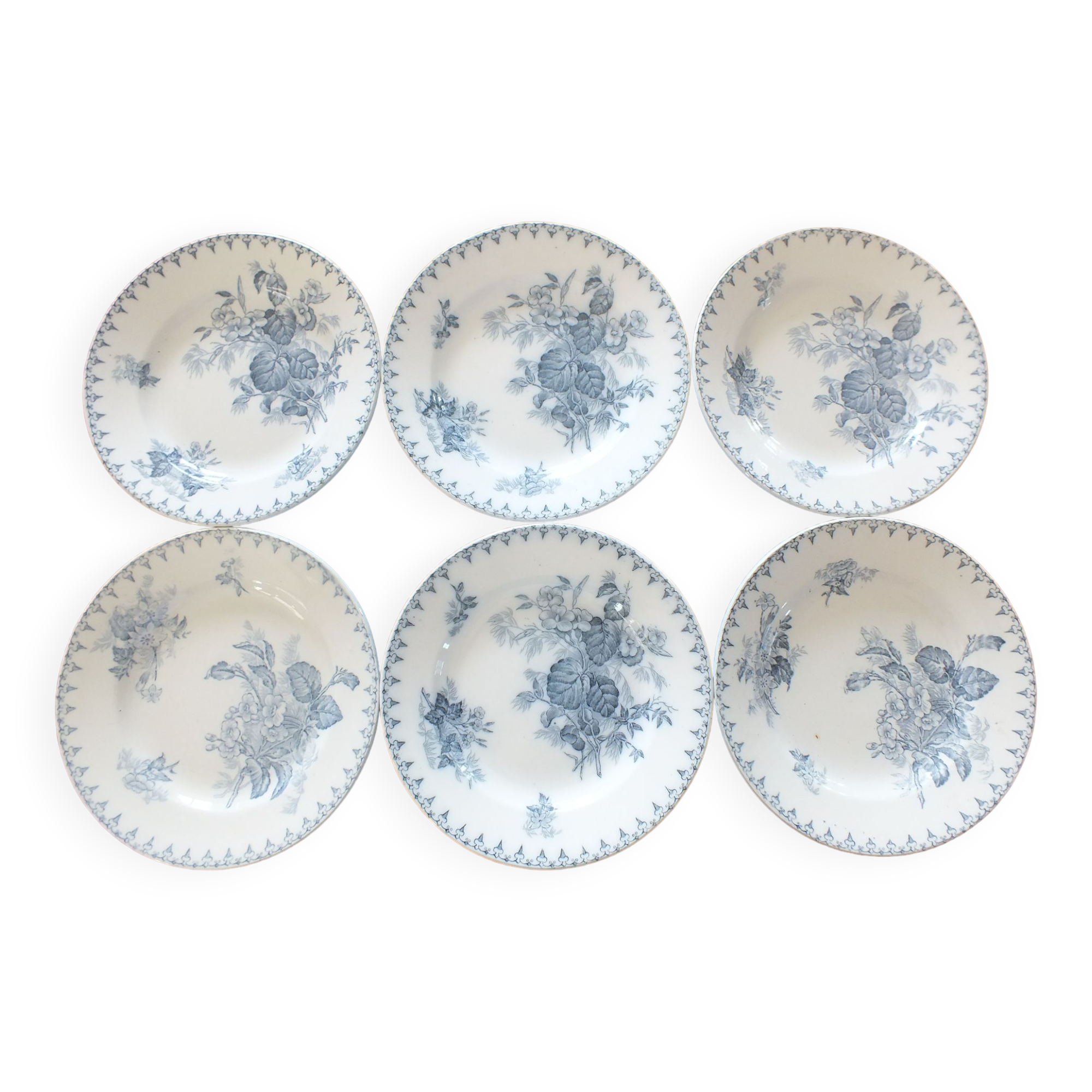 6 assiettes plates Sarreguemines U&C Flore