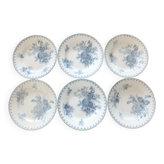 6 flat plates Sarreguemines U&C Flore