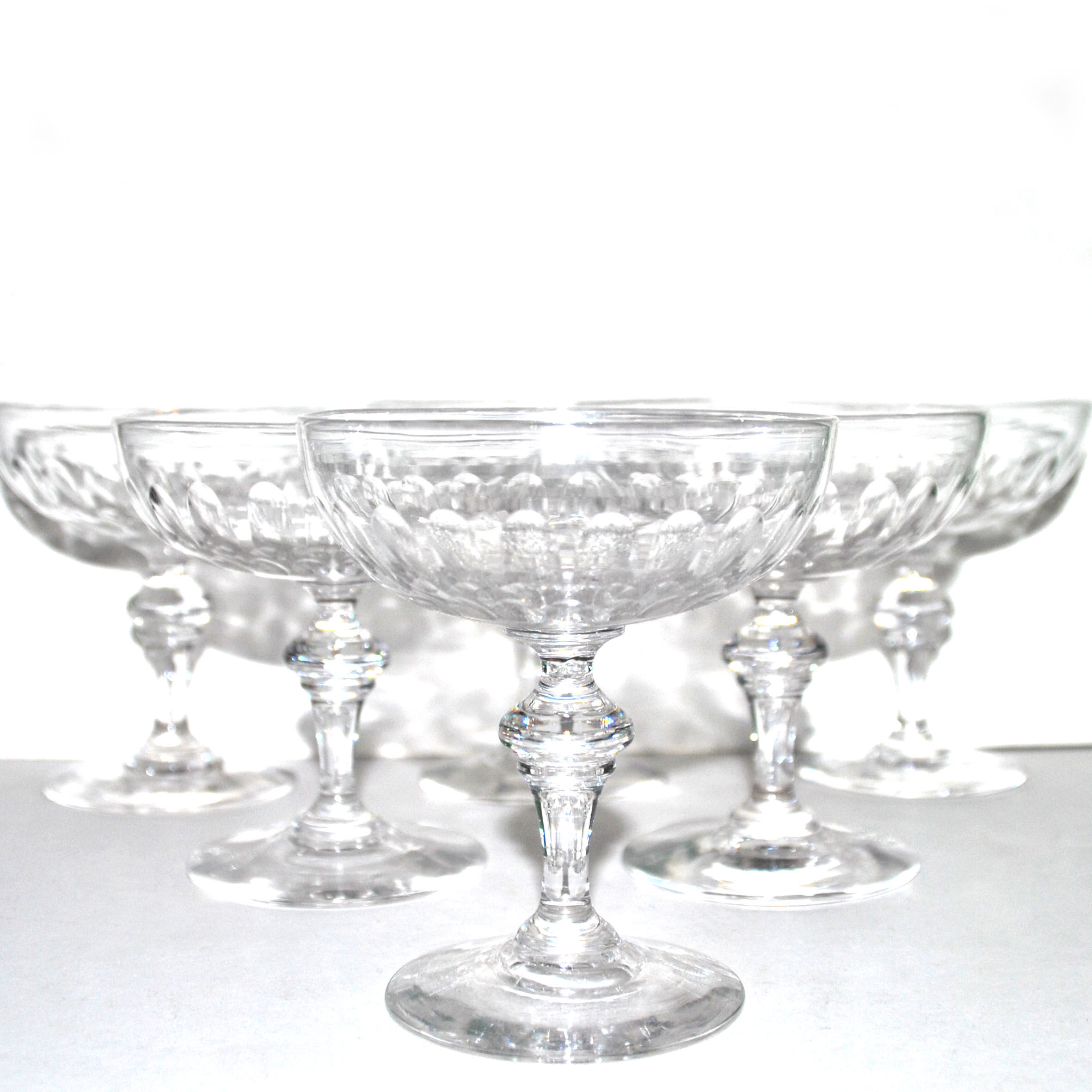 6 old champagne cups cristal cut from olives oves - Baccarat St Louis