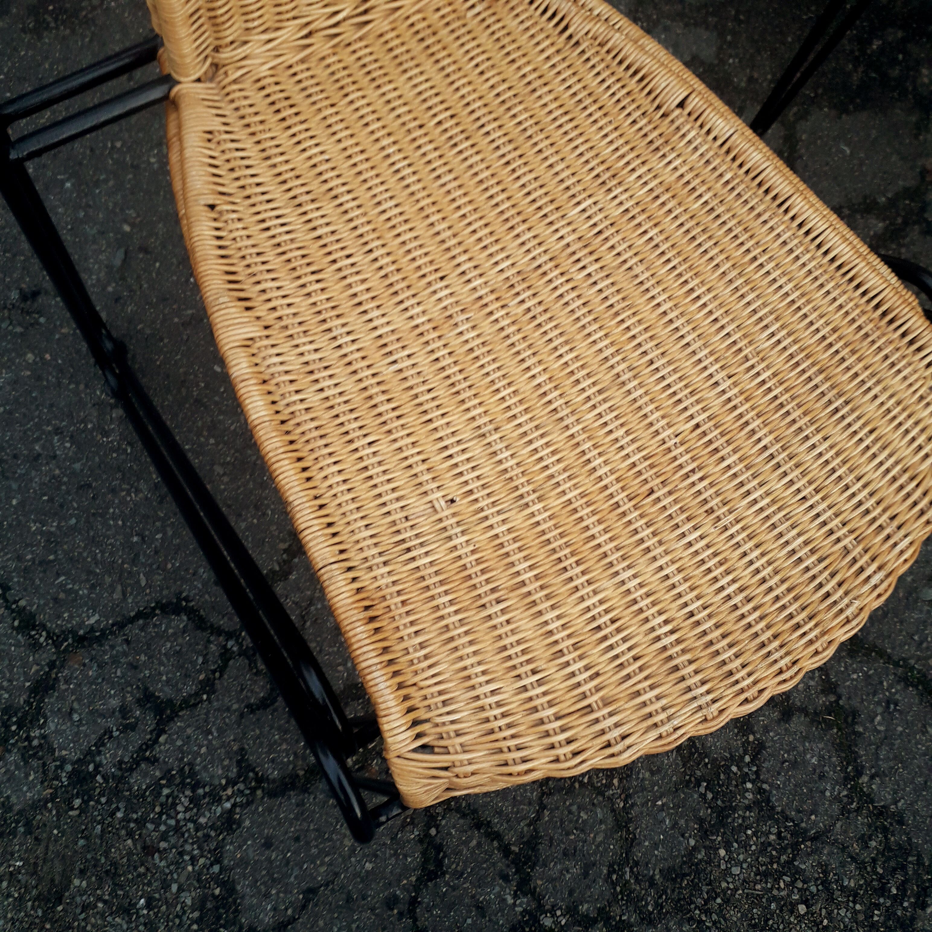Chaises fer forgé rotin vintage