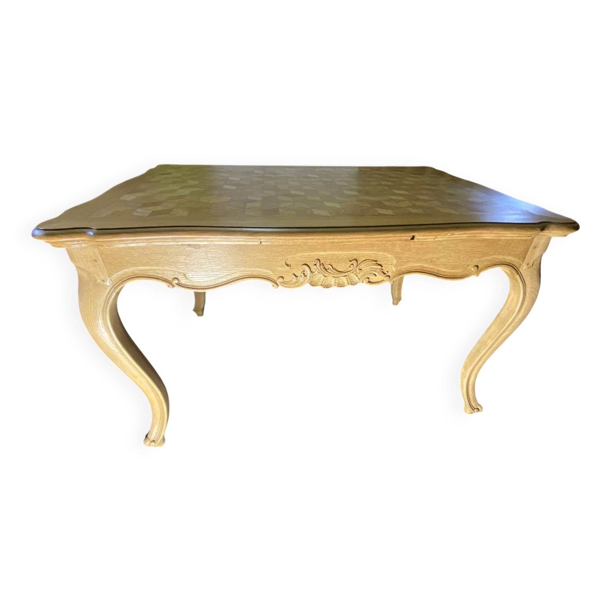 Superb Solid Oak Dining Table in Louis XV Style