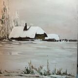 Oil on canvas "Brière under the snow" signature to be identified