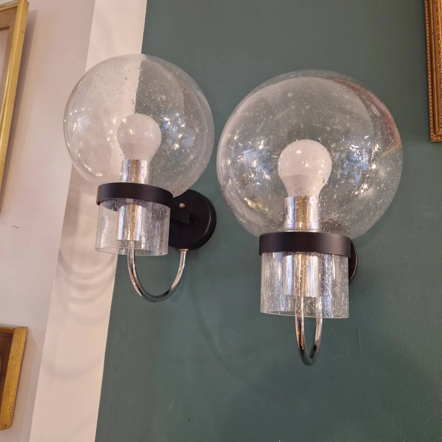 Pair of "Scones" wall lights by Glashütte Limburg 60's 70's