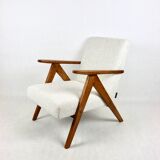 Vintage Ivory White Boucle Model B-310 Armchair, 1970s