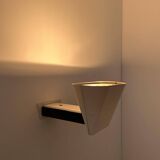 Vintage modernist wall lamp, cream and black lacquered metal, Italy 1970s